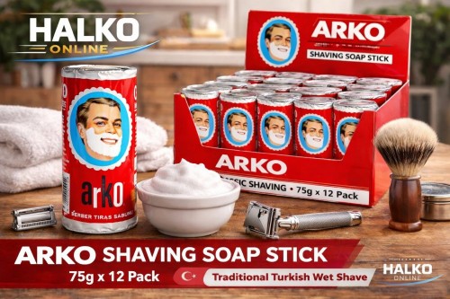 ARKO Shaving Soap Stick 75g x 12 Traditional Turkish Wet Shave Barber Soap