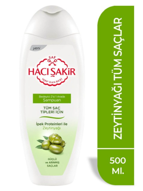 HACI ŞAKİR SHAMPOO 500 ML(OLIVE OIL)ALL STYLE HAIR *12