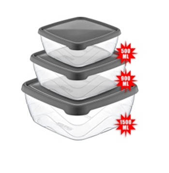 AK 672 SQUARE FOOD CONTAINER 3 PCS (500-900-1500 ML) * 1
