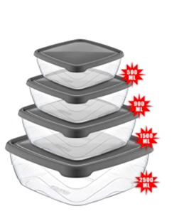 AK 674 SQUARE SHEET CONTAINER 4 PCS (250-500-900-1500ML) * 1