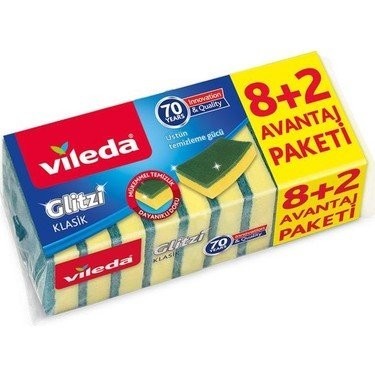 VILEDA GREEN SPONGE 8+2 FLAT*12