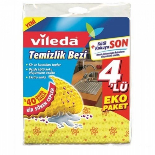 VILEDA YELLOW CLEANING CLOTH ECO 4 PCS*10