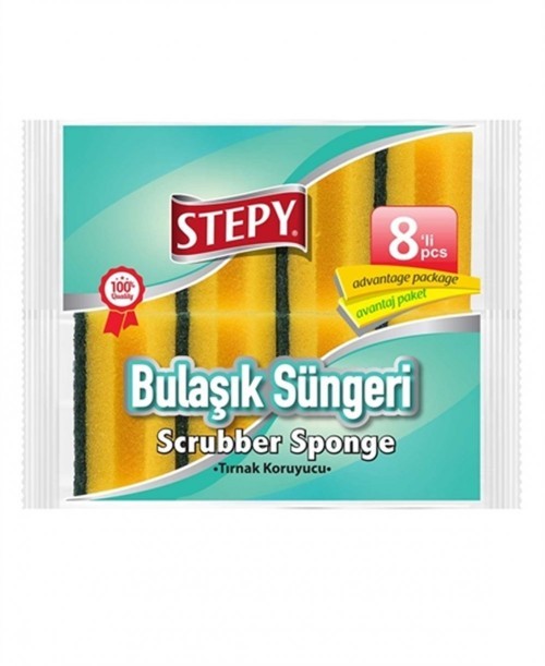 STEPY DISHWASHING SPONGE 8 PCS WAVY*24