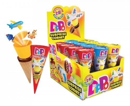 DIPPO 25 GR COCOA CREAM FILLING TOY CORNET*12
