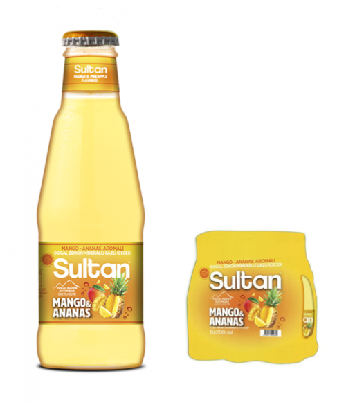 SULTAN FRUIT SODA 200 ML MANGO/PINEAPPLE*24