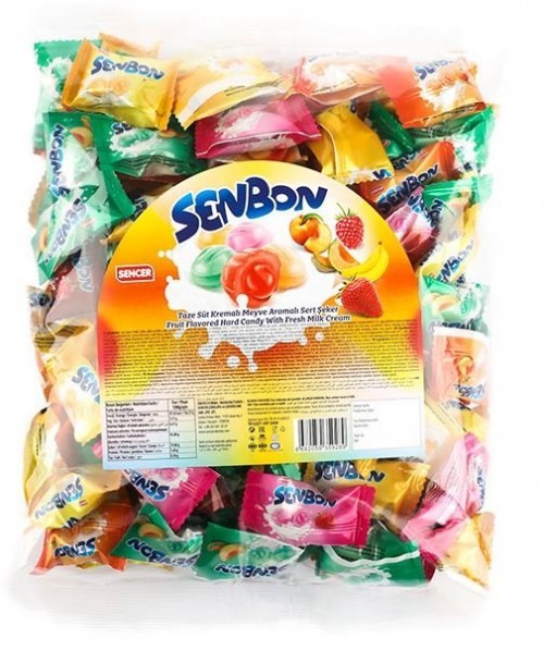 SENCER SENBON 600 GR FRUIT FLAVORED HARD FILLED MILK CREAM*8