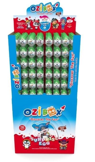 OZIBOX STAND HAPPY RABBIT 20 GR SURPRISE CHOCOLATE EGG *192