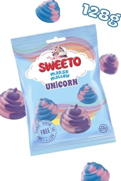 SWEETO 128 GR MARSHMALLOW UNICORN*24