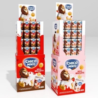 CHICO MICO 125 GR MINI BISCUITS CHOCOLATE-STRAWBERRY MIXED STAND*48