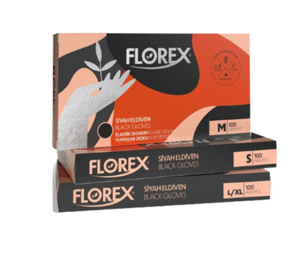 FLOREX GLOVES 100 PIECE BLACK M SIZE*20