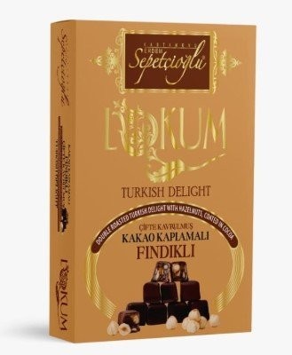 SEPETÇİOĞLU 200 GR COATED WITH COCOA ROASTED HAZELNUT TURKISH DELIGHT*12