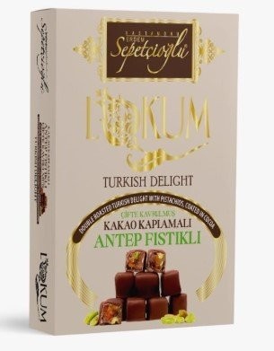 SEPETÇİOĞLU 200GR DOUBLE ROASTED COCOA COATED PISTACHIO TURKISH DELIGHT*12