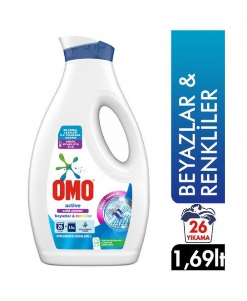 OMO LIQUID 1690 ML ACTIVE COLD POWER WHITE & COLORED*6