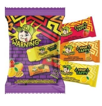 DK.WARNING 8.5 GR SOUR TAFFY STRIP CANDY*24