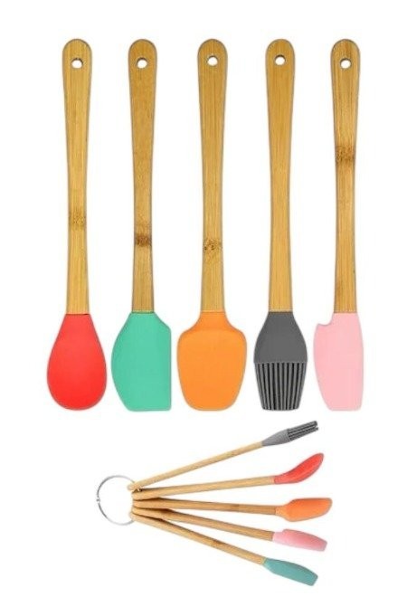 CKM 015 WOODEN HANDLE MINI SPATULA SET OF 5 PCS 22cm*50