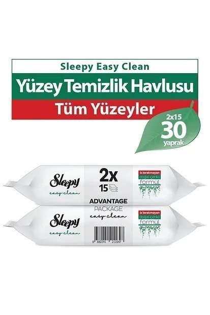 SLEEPY SURFACE CLEANING WIPES DOUBLE 2X15*12