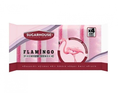 SUGAR HOUSE FLAMINGO 4-PCS SPONGE*24