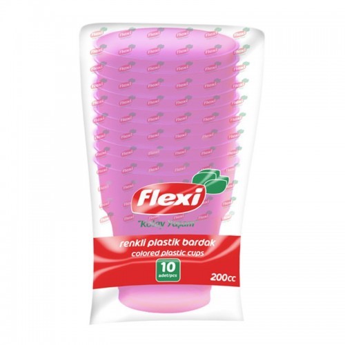 FLEXI COLORED PLASTIC CUPS 10 PCS * 125