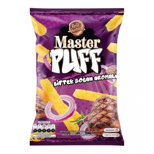 MASTER PUFF STEAK SEASONED CORN SNACKS 90 GR * 16