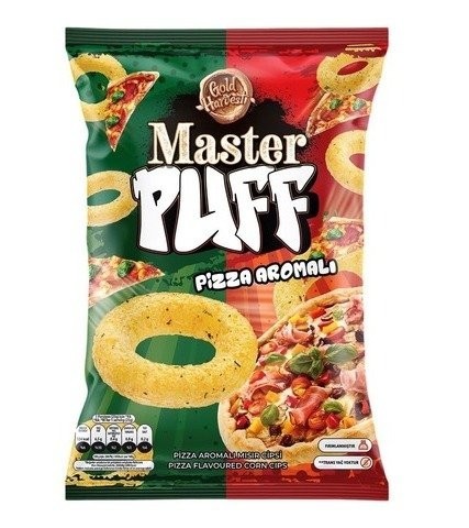 MASTER PUFF PIZZA SEASONED CORN SNACKS 90 GR * 16