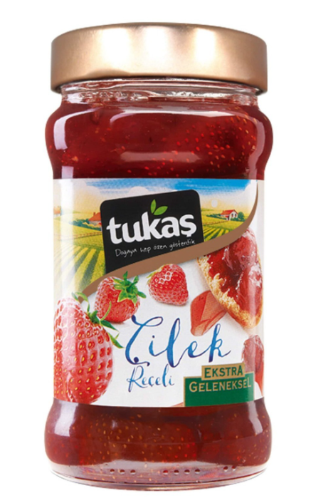 TUKAŞ 380 GR EXTRA TRADITIONAL STRAWBERRY JAM GLASS*12