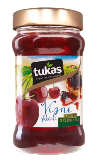 TUKAŞ 380 GR EXTRA TRADITIONAL SOUR CHERRY JAM GLASS*12