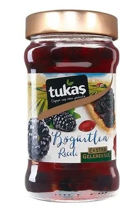 TUKAŞ 380 GR EXTRA TRADITIONAL BLACKBERRY JAM GLASS*12