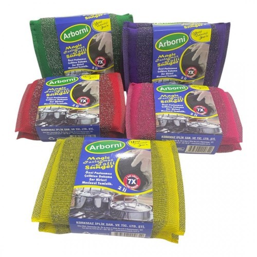 ARBORNI MAGIC STAINLESS WIRE SPONGE 2 COLORED * 24