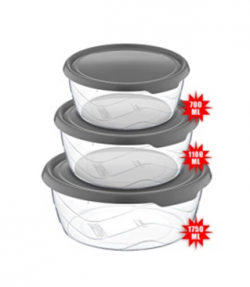 AK 659 ROUND SURFACE CONTAINER 3 PIECES (700-1100-1750 ML) * 1