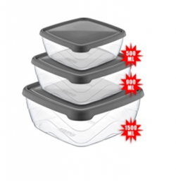 AK 671 SQUARE FOOD CONTAINER 3 PCS (250-500-900 ML) * 1