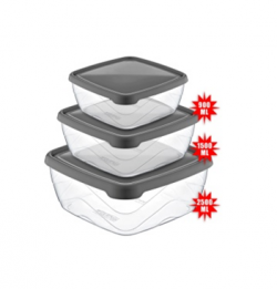 AK 673 SQUARE FOOD CONTAINER 3 PCS (900-1500-2500 ML) * 1