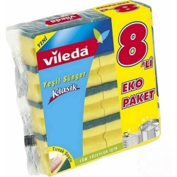 VILEDA GREEN SPONGE 8 PCS CORRUGATED* 12