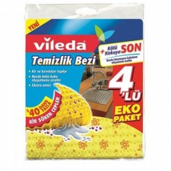 VILEDA YELLOW CLEANING CLOTH ECO 4 PCS*10