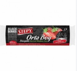 STEPY GARBAGE BAG BLACK TIED MEDIUM STRAWBERRY*25