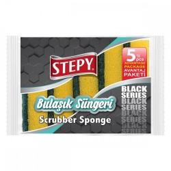 STEPY DISHWASHING SPONGE BLACK 5-PIECE STRAİGHT *36