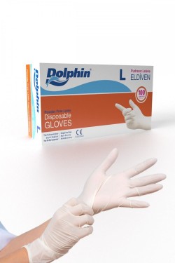 DOLPHİN (0095) LATEX GLOVES POWDER-FREE (L)*20