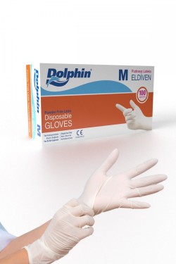 DOLPHİN (0096) LATEX GLOVES POWDER-FREE (M)*20