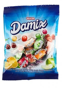 SENCER DAMIX 350 GR FRUIT FILLED SOFT CANDY*16