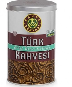 KAHVE DÜNYASI TURKISH COFFEE 250 GR MEDIUM ROASTED GROUND TIN*12