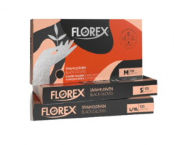 FLOREX GLOVES 100 PIECE BLACK M SIZE*20