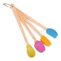 CKM 016 WOODEN HANDLE MINI SPATULA SET OF 4 PCS 22cm*50