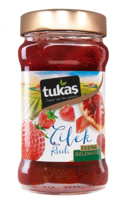 TUKAŞ 380 GR EXTRA TRADITIONAL STRAWBERRY JAM GLASS*12