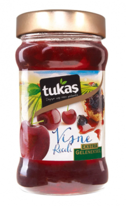 TUKAŞ 380 GR EXTRA TRADITIONAL SOUR CHERRY JAM GLASS*12